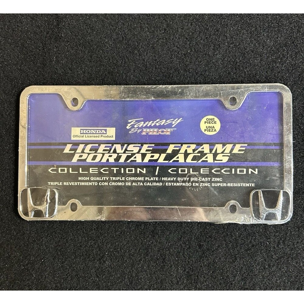 Honda License Plate Frame Chrome And Black Official Licensed Product B-2
